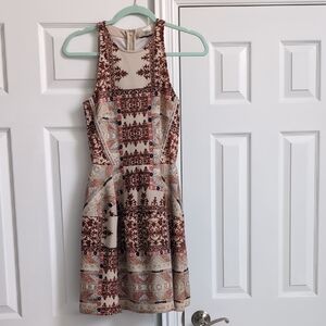 Brown and Cream Halter Sundress for Casual Resort Wear